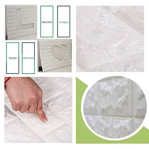 Papier peint adhésif 3D imperméable aspect brique blanche en mousse épaisse