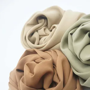 Women High Quality Satin Chiffon Pleated Scarf Elegant Solid Color Long Scarf Sunshade Shawl Wrap Accessories Fashion Scarf