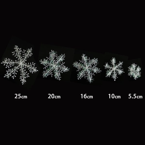White snowflake Christmas ornaments in five sizes from 5.5cm to 25cm for tree decoration