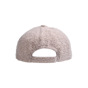 Detail view of pink fleece baseball cap back with adjustable strap and soft texture