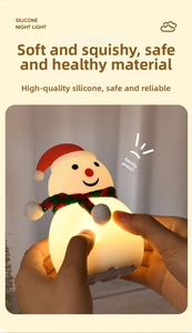 Detail showing the elastic squeeze texture of soft silicone snowman night light