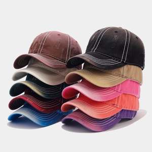 Vintage gewassen baseballcaps in 10 kleuren met versleten details en stikselwerk