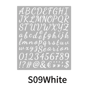 Detail von 1-Zoll wasserdichten weißen Vinyl-Buchstaben, Zahlen und Sonderzeichen-Sticker