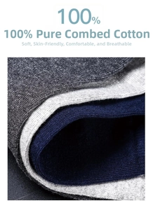 Makro-Detail aus atmungsaktivem gekämmtem Baumwollstoff in Marine und Grau