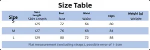 Tableau des tailles détaillé pour robe bustier moulante avec mesures de buste et taille