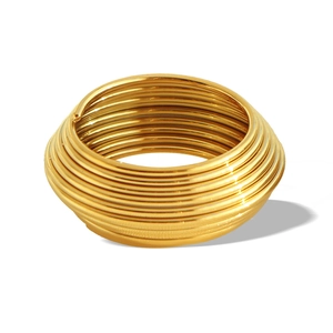 Exaggerated multi-layer spiral geometric ring with 18K gold plating and polished finish