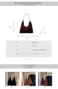 Detailed size specifications for a large corduroy tote bag showing dimensions and colors