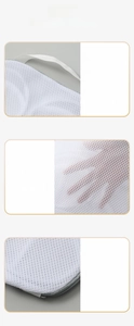 Detail of bra laundry bag featuring wide handle, fine mesh, and locking zipper closure