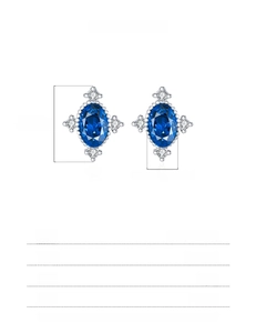 Detailed size parameters and specifications for the S925 sterling silver oval stud earrings