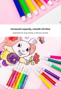 Detailed set of multi-color watercolor pens with 12 vibrant markers and coloring book