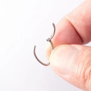 Teardrop 316L stainless steel hinged clicker ring for nose and ear piercings
