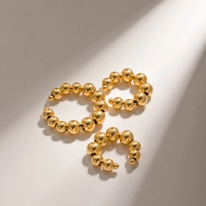 Set of three 18k gold plated stainless steel ear cuffs with graduated bead design
