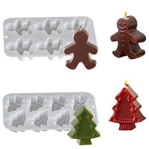 Christmas Silicone Mold Gingerbread Man Christmas Tree Shapes For DIY Handmade Candle Soap Chocolate Cake Baking Decoration