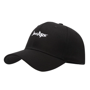 Schwarze Baseballkappe aus Baumwolle mit Shark Stickerei und gebogenem Schirm für Damen