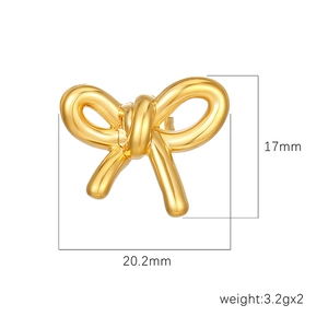 18K gold-plated stainless steel bow earrings with 20.2mm width and 17mm height dimensions