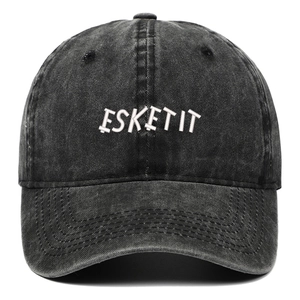 Vintage washed dark grey baseball cap with white ESKETIT 3D embroidery on front