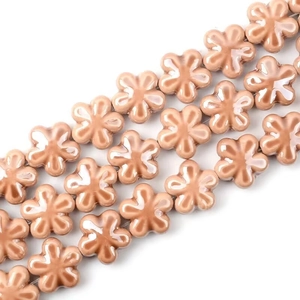 Fili di perle in ceramica a forma di fiore beige per collane e bracciali fai-da-te