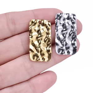 Water ripple textured rectangular pendant in gold and silver finish 304 stainless steel