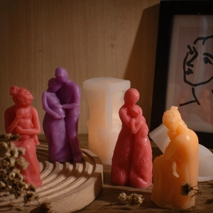 DIY silicone mold for human-shaped aromatherapy candles featuring couple and pregnancy figures