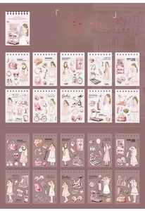 Detailed grid layout of fitness coach themed planner stickers with pet and washi textures