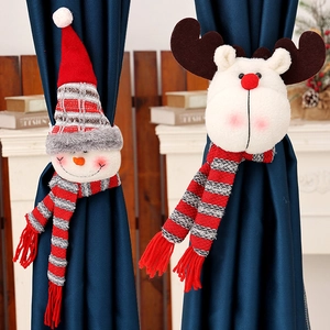 Lot d'embrasses de rideaux de Noël avec bonhomme de neige et élan en peluche