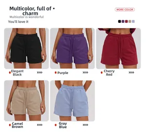 Detailed comparison of women's drawstring sweat shorts in five vibrant athletic colors