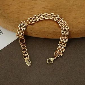 Elegant gold multi-row flat snake chain necklace with adjustable lobster clasp
