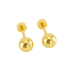 Minimalist 18K gold plated stainless steel ball stud earrings with secure screw backs