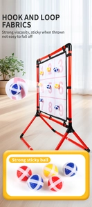 Detailed view of hook and loop fabric surface on the numbered target board and sticky ball