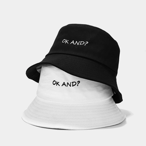 Cotton Bucket Hat Letter Embroidered OK AND Sun Protection Outdoor Casual Streetwear Accessories