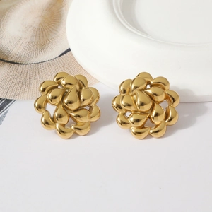 Euro-American Hollow Rotating Teardrop Flower Stainless Steel Earrings For Women Minimalist Fashion Geometric Gold Jewelry Earring