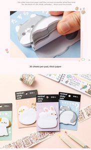 Close-up of cute animal sticky notes showing thick paper quality and creative designs