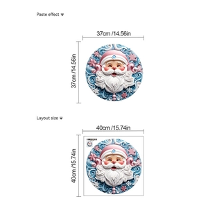 Detail of 3D Santa Claus wall sticker showing 37cm finished size and 40cm layout dimensions