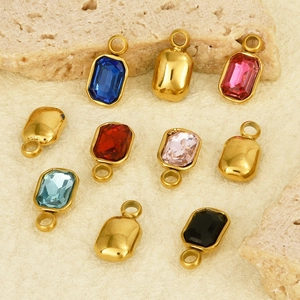 Rectangular 304 stainless steel crystal pendants in various colors for jewelry making