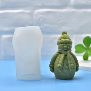 Molde de silicona de muñeco de nieve con textura tejida para pasteles de Navidad
