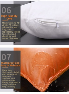 Waterproof orange cushion cover detail with 7D PP cotton filling and durable zipper