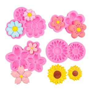 Pink sunflower and daisy silicone molds for DIY flower aromatherapy stones and cakes
