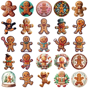 50pcs Cartoon Gingerbread Man stickers set for Christmas decoration with creative designs