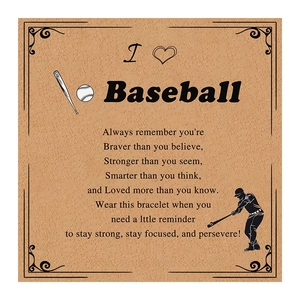 Baseball motivational message card for hip hop bracelets with inspirational text