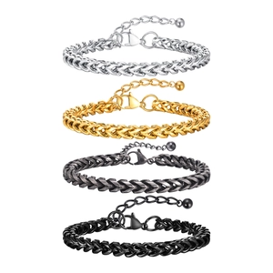 Men's hip hop dragon link chain bracelets in silver, gold, gunmetal, and black finish