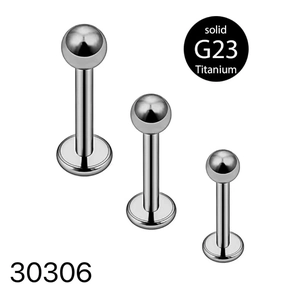 Solid G23 Titanium Labret Stud Lip Ring Internally Threaded Ball Top Flat Back Cartilage Helix Earring Piercing Jewelry