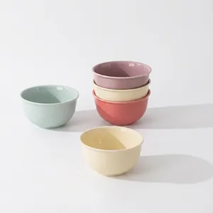 Ceramic Bowls Microwave Safe Underglaze Color Dinnerware Heat Resistant Modern Minimalist Scalloped Edge Cereal Rice