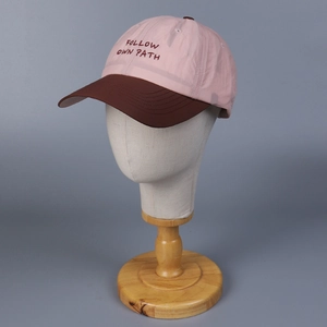 Women's lightweight breathable baseball cap with contrast pink and brown panels