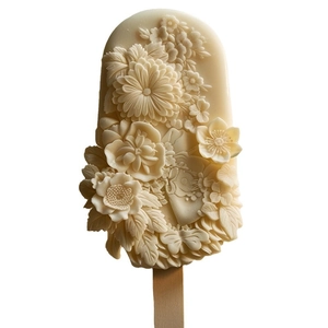 Molde de helado exquisito con relieves florales 3D y un palo de madera incluido