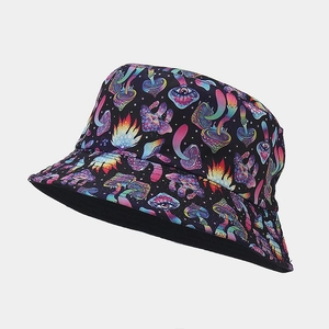 Reversible Bucket Hat Mushroom Pattern Psychedelic Print Polyester Breathable Sun Protection Outdoor Streetwear Unisex