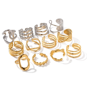 Minimalist stackable gold and silver stainless steel rings set in various designs