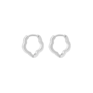 Elegant s925 sterling silver flower clover hoop earrings with polished finish design