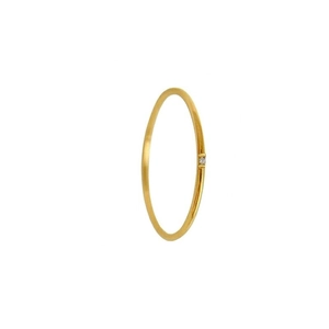 Minimalist gold titanium steel thin ring with a tiny round zircon stone for women