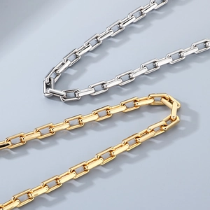 Men's 18K gold and silver plated 9mm bold paperclip chain necklaces in stainless steel