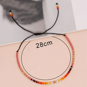 Bracciale bohémien in perline Miyuki con motivi geometrici colorati, regolabile, 28cm